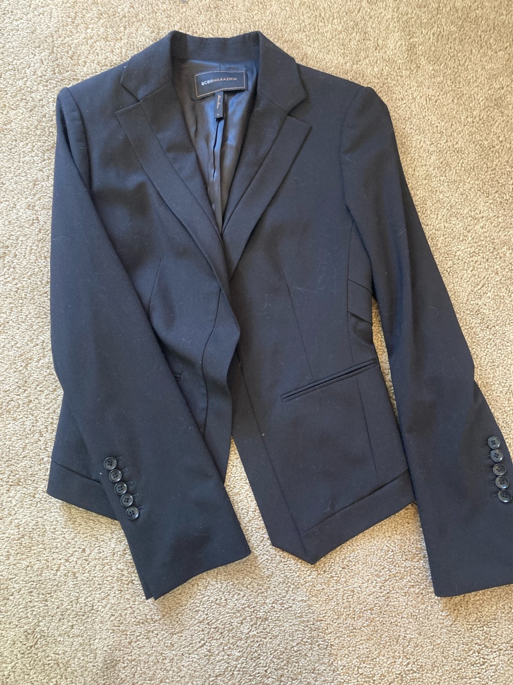 BCBGMaxAzria Black Slim-Fit Notch Lapel Blazer